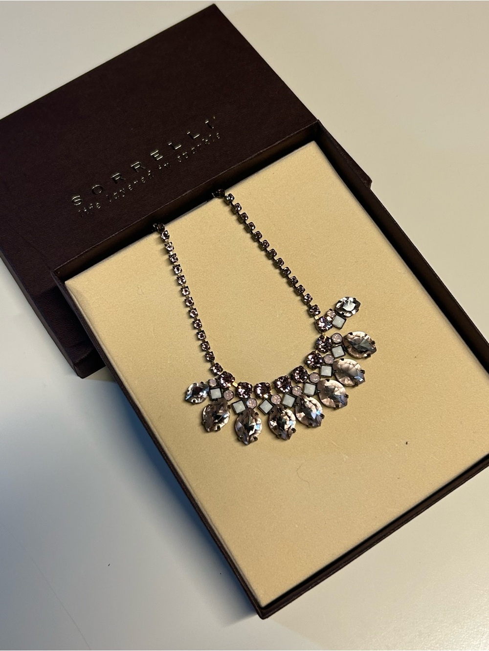 Sorrelli Silver-Tone Clear Crystal Rhinestone Bib Necklace, Teardrop, Adjustable